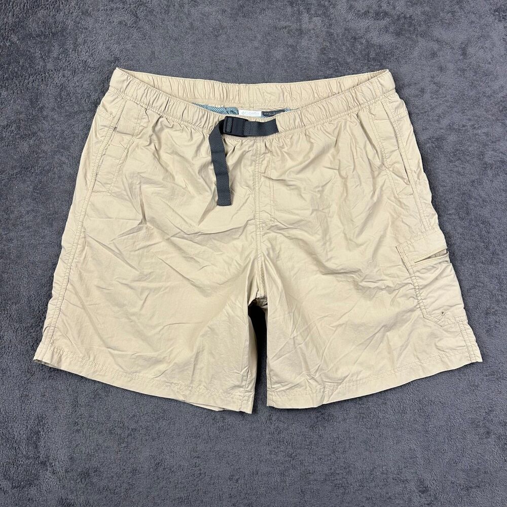 Columbia Omni-Shade Tan Hiking Shorts XXL Built-In Belt Cargo Pockets Fast Shipp